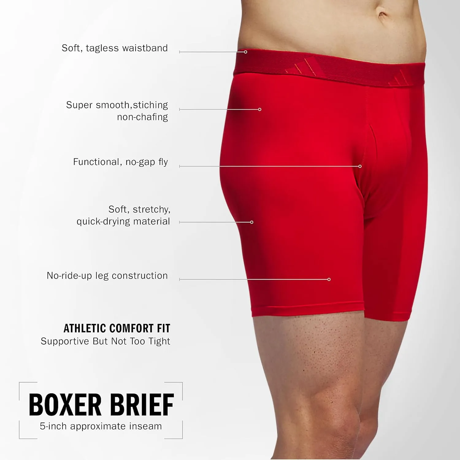 adidas Men's Microfiber Boxer Brief, Performance Boxer Briefs Underwear Pack for Men