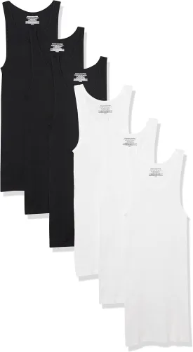 Amazon Essentials Men's Lightweight Tank Undershirts, Pack of 6