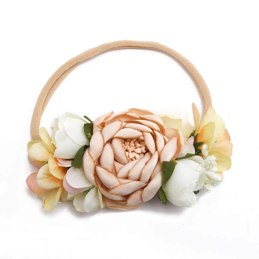 cherrboll 3pcs Baby Girl Flower Headbands, Super Soft & Stretchy Nylon Floral Hairbands for Newborn Toddler