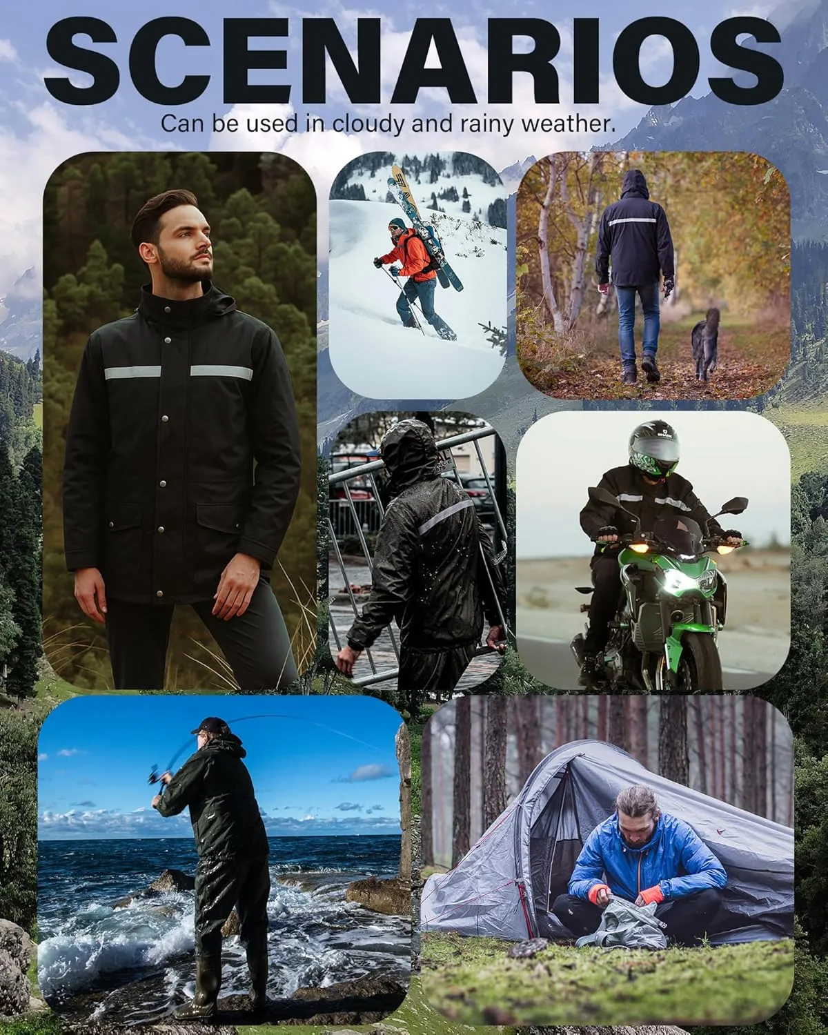 iCreek Rain Suit Waterproof Jacket and Trouser Suit Raincoat for Men and Women Outdoor All-Sport Breathable Anti-storm
