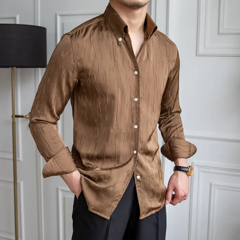 Men's Textured Draped Casual Business Shirt