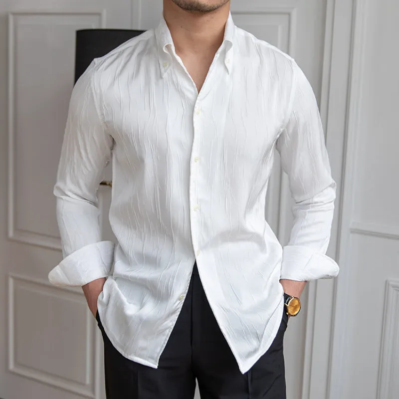 Men's Textured Draped Casual Business Shirt