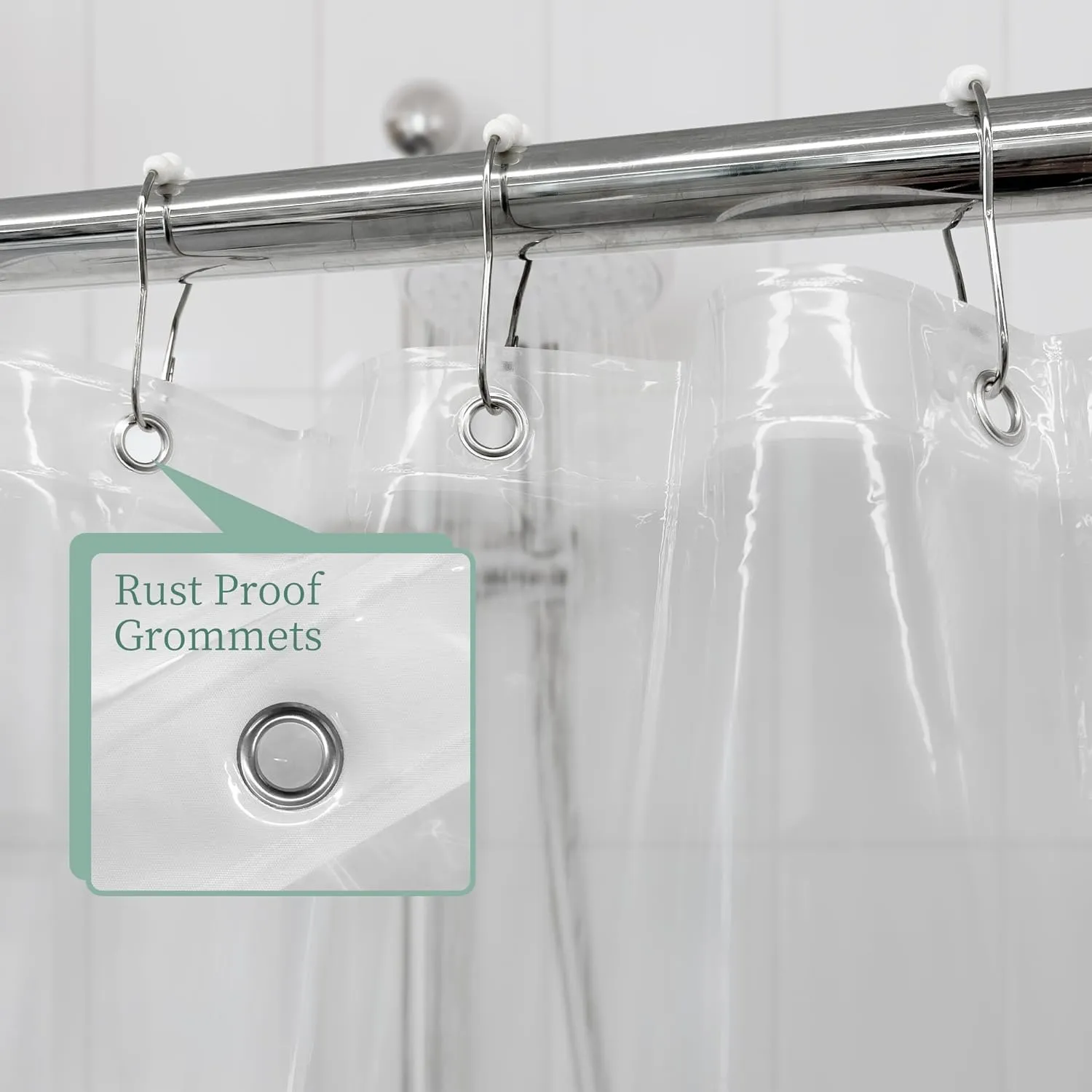 Mrs Awesome Clear Shower Curtain Liner with 3 Magnets, 72x72 Premium Flexible Sturdy Plastic Shower Curtain for Bathroom Lightweight, Waterproof, Clear