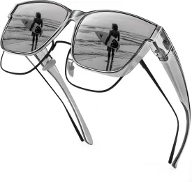 URUMQI Polarized Sunglasses Fit Over Glasses for Men Women, Oversized Square Sun Glasses UV400 Protection Shades