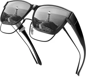 URUMQI Polarized Sunglasses Fit Over Glasses for Men Women, Oversized Square Sun Glasses UV400 Protection Shades